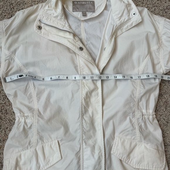 Athleta White Cotton Long Sleeve Mock Neck Full Zip Vista Windbreaker Jacket XXS - Picture 14 of 16